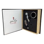 Juego de 3 Accesorios para Vino en Caja Tipo Libro
