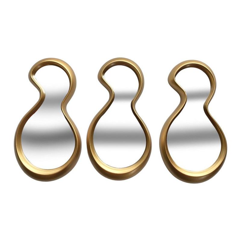 Juego de 3 Espejos de Pared Asimétricos 19 x 36 cm Dorados