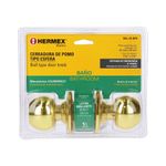 Cerradura Esfera Cilíndrico Para Baño Latón Brillante - Hermex Basic