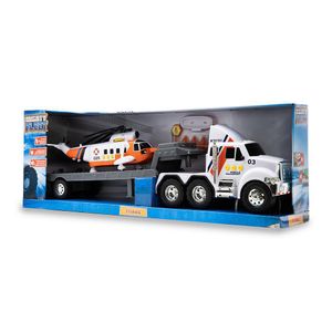 Camión Con Plataforma Y Helicóptero - Mighty Fleet