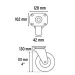 Rodo de Hule con Balero para Mueble Pisada 42 Mm de 4 Plg