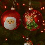 Set de 2 Esferas Rojas Navideñas
