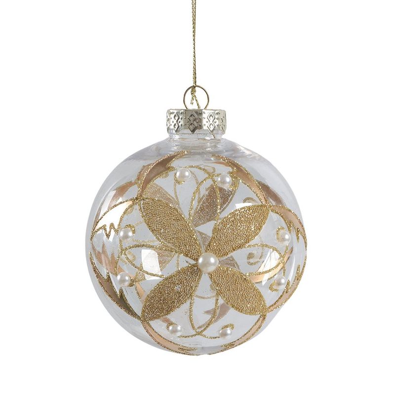 Bomba Navideña Transparente con Detalles Dorados