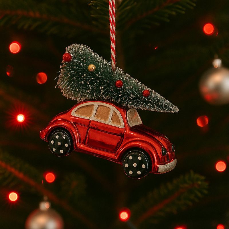 Adorno Carro Navideño Rojo 10.5 Cm