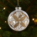 Bomba Navideña Transparente con Detalles Dorados