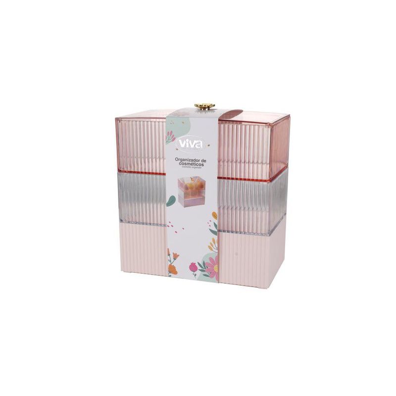 Organizador de Cosméticos Rosa con Dorado Viva