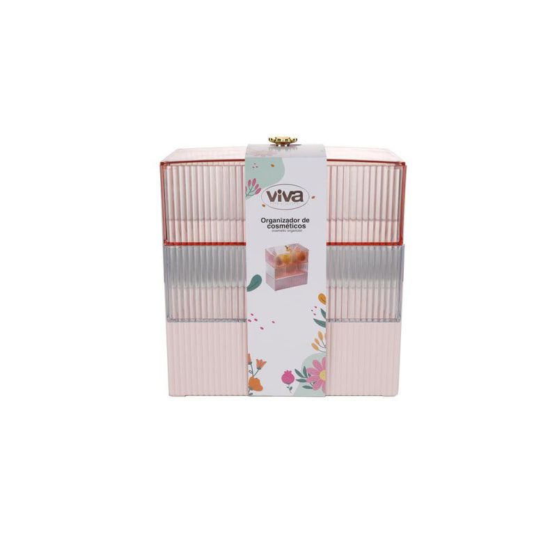 Organizador de Cosméticos Rosa con Dorado Viva