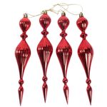 Set de 4 Bombas Navideñas Alargadas 23 Cm