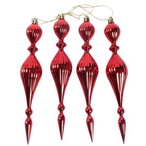 Set de 4 Bombas Navideñas Alargadas 23 Cm