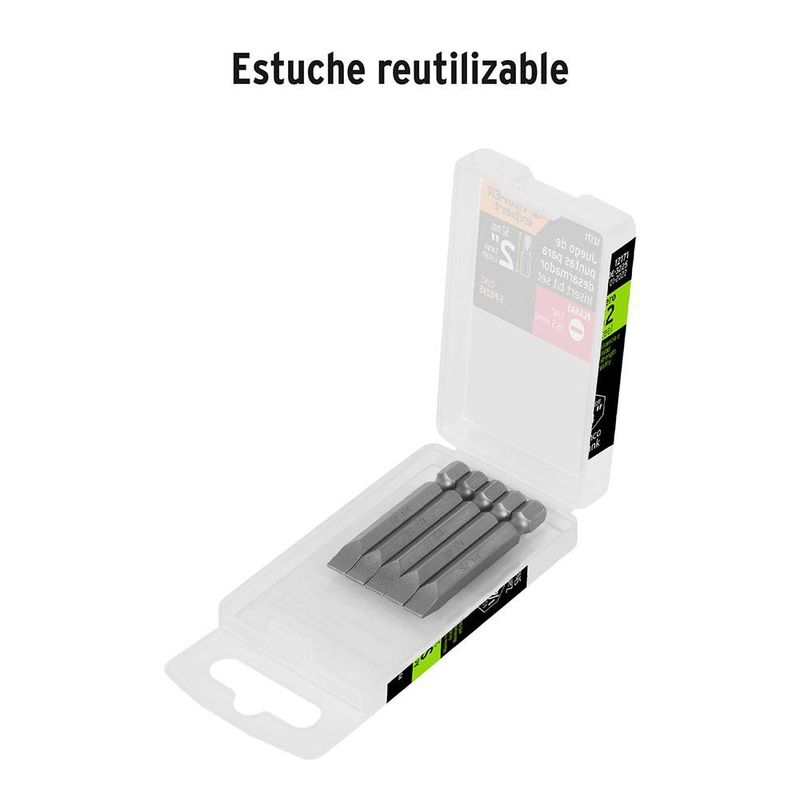 Set de 5 Puntas Planas para Desarmador 1/4 X 2 Plg