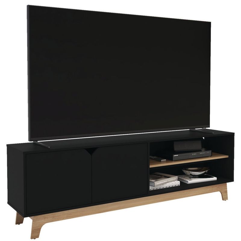 Rack Columbus 2 Puertas  Negro 135x56Cm