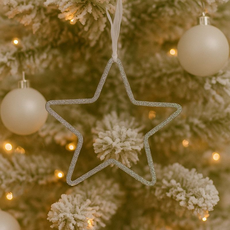 Estrella Navideña 20 Cm Plateada