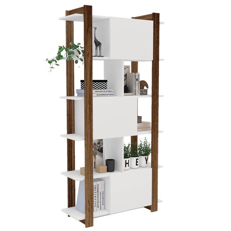 Librera Zuriche 3 Puertas Blanco y Café
