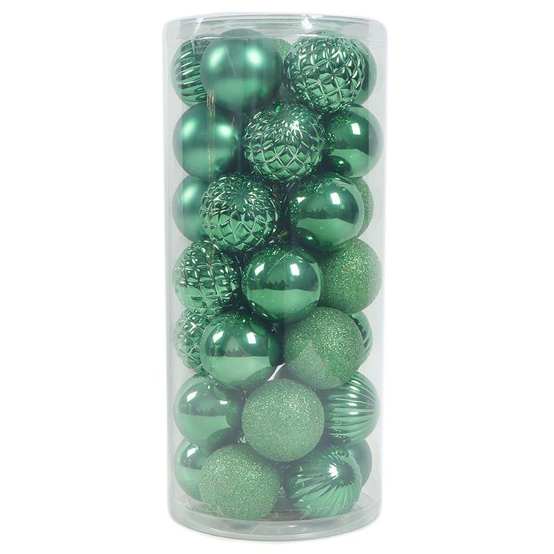Set de 35 Bombas Navideñas Verdes 6 Cm