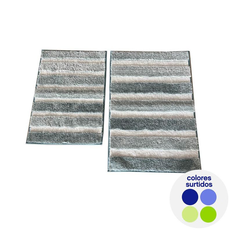 Set de 2 Alfombras para Baño Verde Colores Surtidos