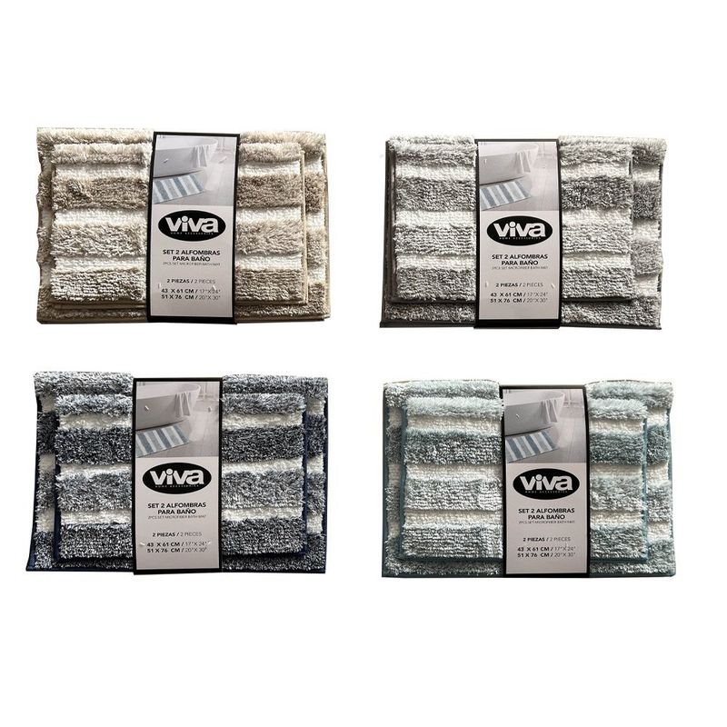 Set de 2 Alfombras para Baño Verde Colores Surtidos