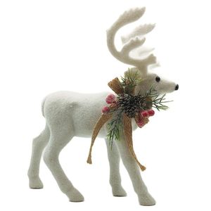 Reno Decorativo Blanco con Moño Rústico