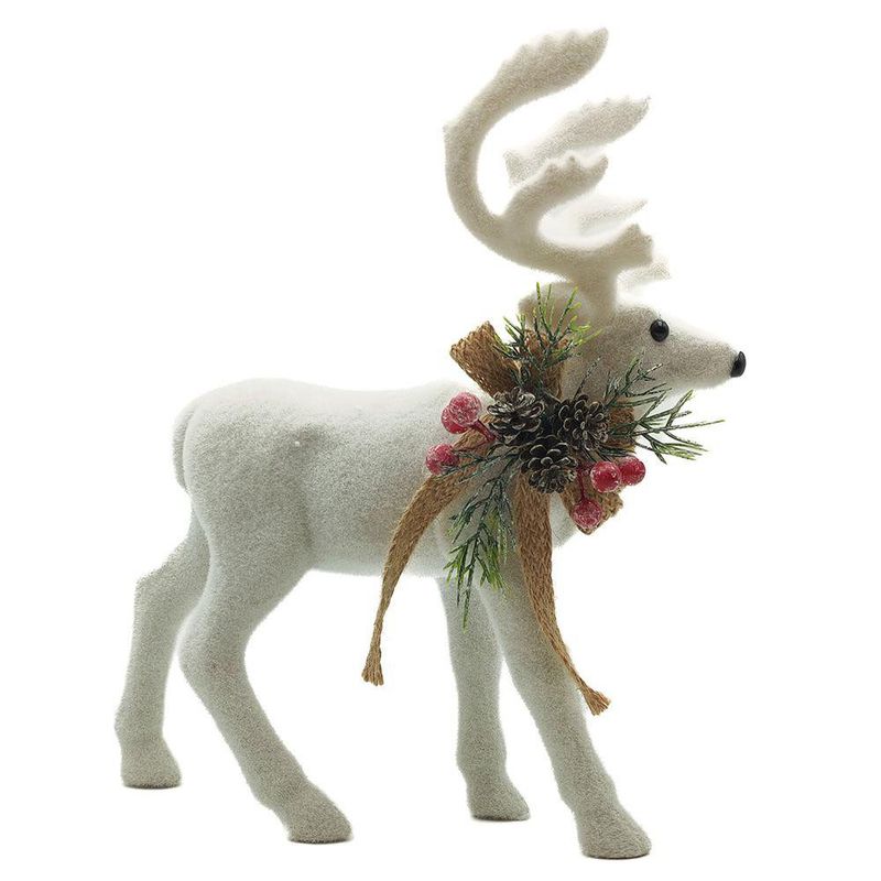 Reno Decorativo Blanco con Moño Rústico