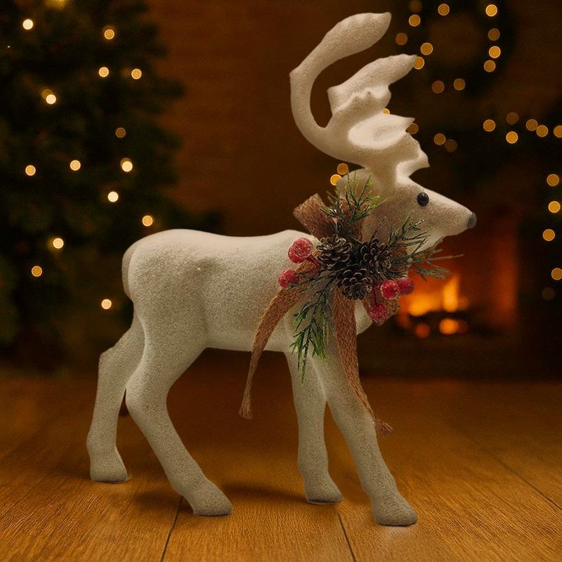 Reno Decorativo Blanco con Moño Rústico