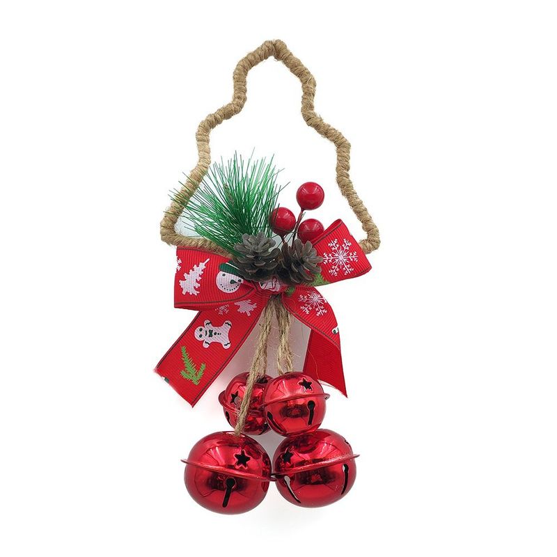 Cascabel decorativo navideño con lazo y follaje