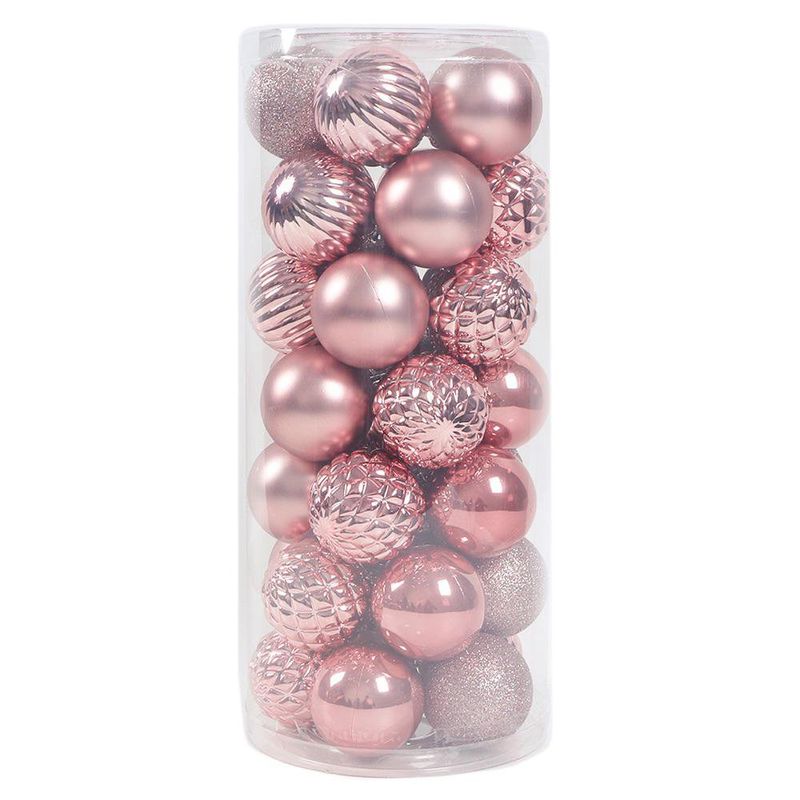 Set de 35 Bombas Navideñas 6 cm Color Rosado