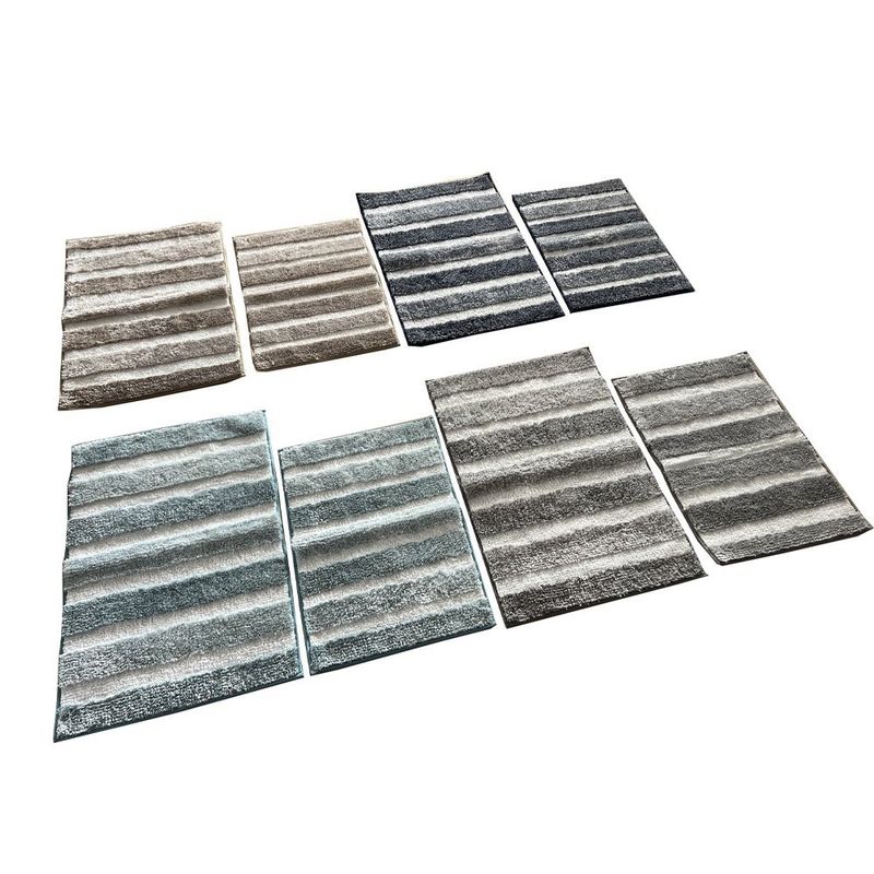 Set de 2 Alfombras para Baño Beige con Diseño a Rayas