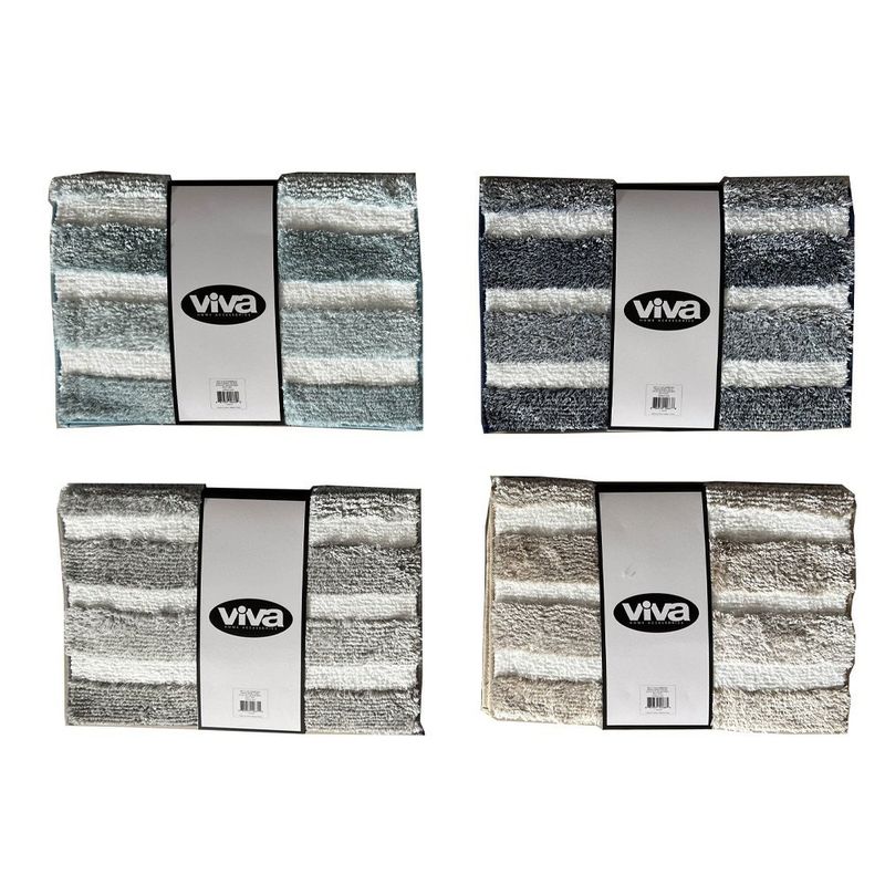 Set de 2 Alfombras para Baño Beige con Diseño a Rayas