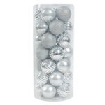 Set de 35 Bombas Navideñas Plateadas 6 cm