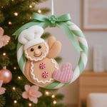 Aro Navideño Verde con Galleta de Jengibre