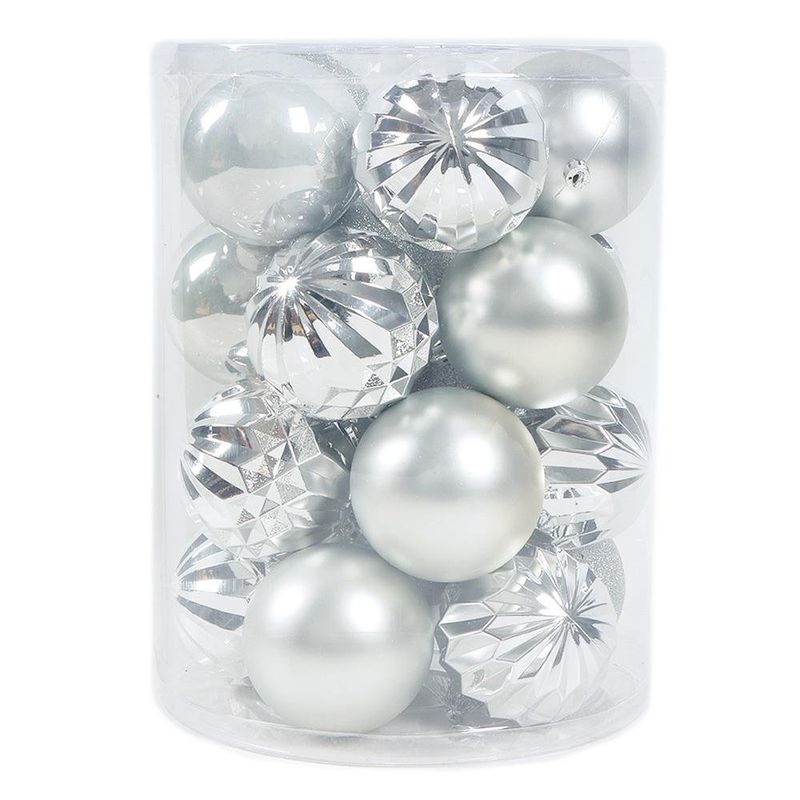 Set de 20 Bombas Navideñas  Plateadas 8Cm