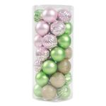 Set de 35 Bombas Navideñas Verde Rosado 6Cm