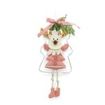 Adorno de Reno en Árbol con Moño Rosa y Detalles Navideños