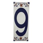 Muro Cerámico Decorativo Número 9 de 7 x 18 cm Color Azul