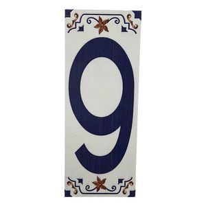 Muro Cerámico Decorativo Número 9 de 7 x 18 cm Color Azul