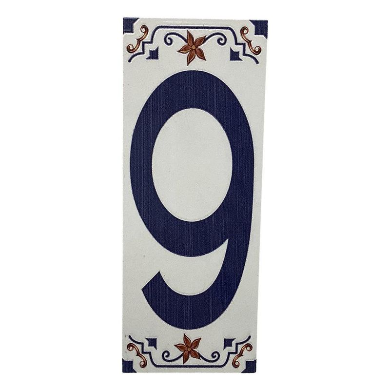 Muro Cerámico Decorativo Número 9 de 7 x 18 cm Color Azul