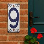 Muro Cerámico Decorativo Número 9 de 7 x 18 cm Color Azul