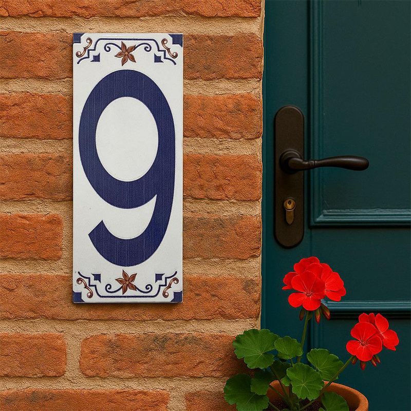 Muro Cerámico Decorativo Número 9 de 7 x 18 cm Color Azul