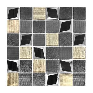 Malla Decorativa de Vidrio Gris y Negra 30x30 Cm