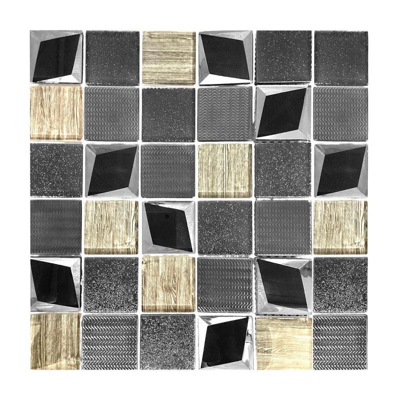 Malla Decorativa de Vidrio Gris y Negra 30x30 Cm