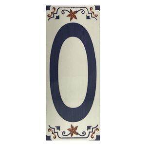 Número Decorativo Cerámico 0 tipo Talavera 7.5x18 Cm