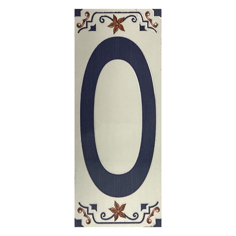 Número Decorativo Cerámico 0 tipo Talavera 7.5x18 Cm