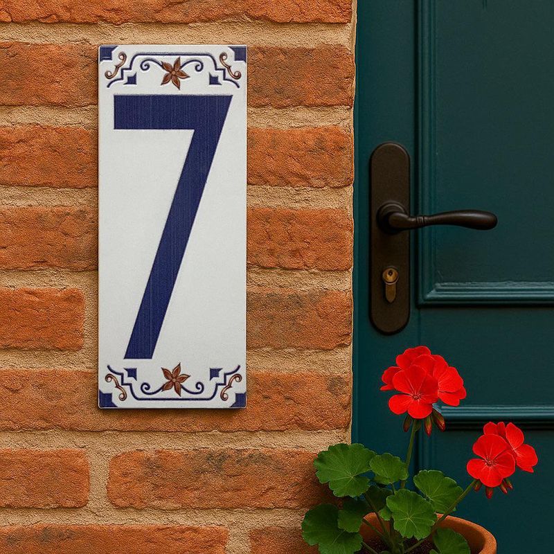 Número Decorativo Cerámico 7 tipo Talavera 7.5x18 Cm