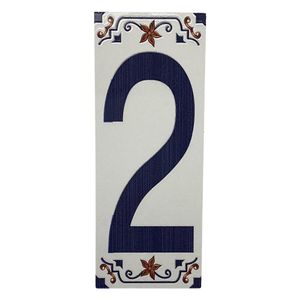 Número Decorativo Cerámico 2 tipo Talavera 7.5x18 Cm