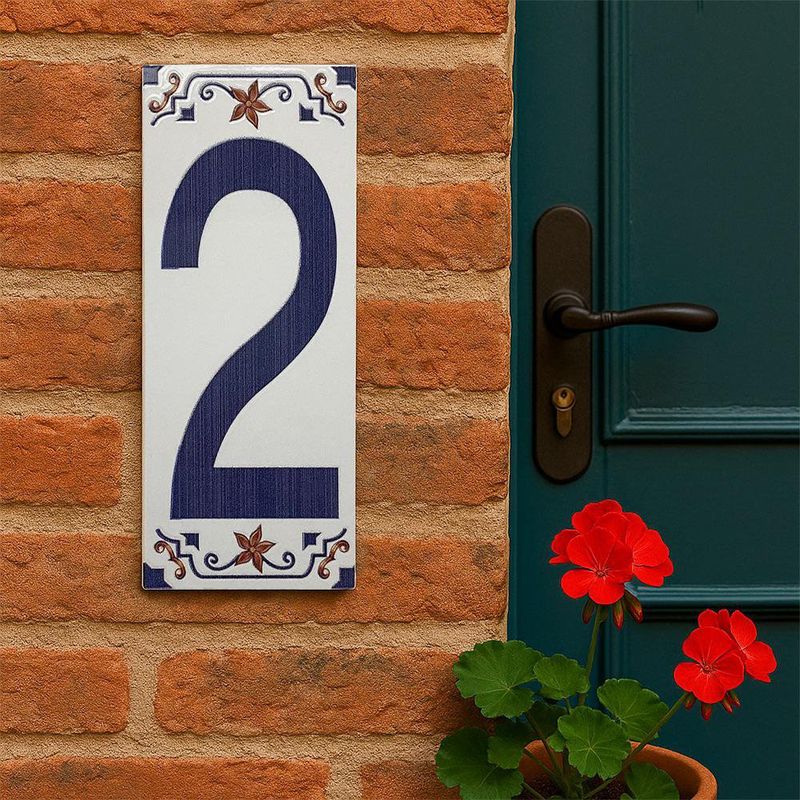 Número Decorativo Cerámico 2 tipo Talavera 7.5x18 Cm