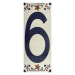 Número Decorativo Cerámico 6 tipo Talavera 7.5x18 Cm