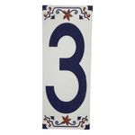 Número Decorativo Cerámico 3 tipo Talavera 7.5x18 Cm