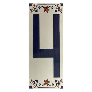 Número Decorativo Cerámico 4 tipo Talavera 7.5x18 Cm