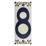 Número Decorativo Cerámico 8 tipo Talavera 7.5x18 Cm