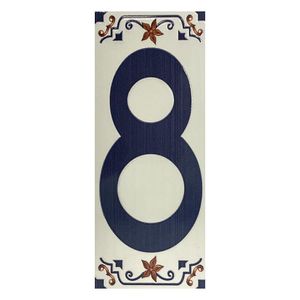 Número Decorativo Cerámico 8 tipo Talavera 7.5x18 Cm