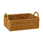 Canasta Rectangular con Asas Acabado Natural 25 Cm